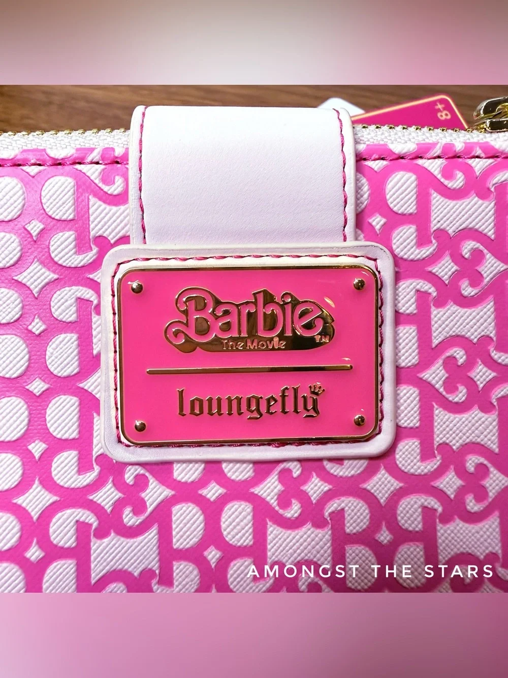 Loungefly Barbie The Movie Pink & Gold Flamingo Shell Bi-Fold Zipper Wallet